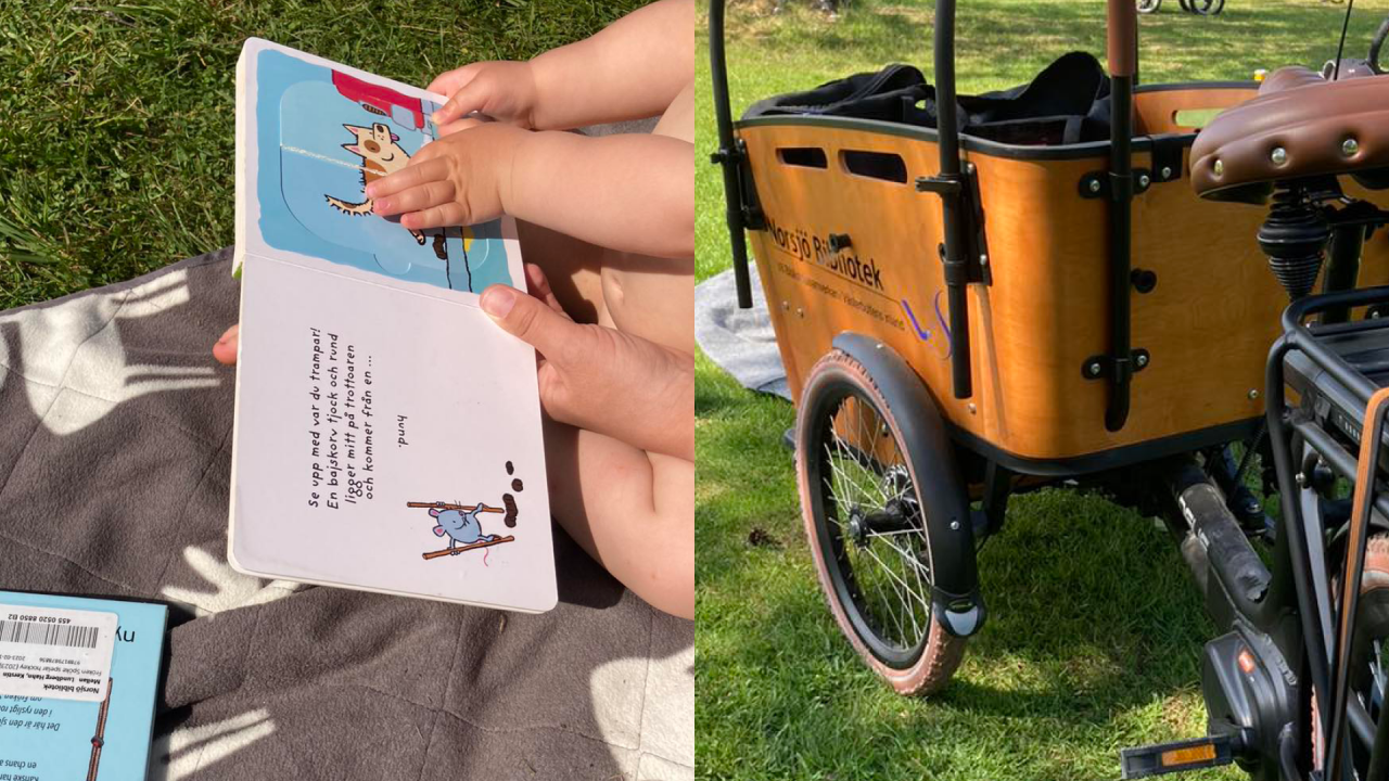Lådcykel med böcker
